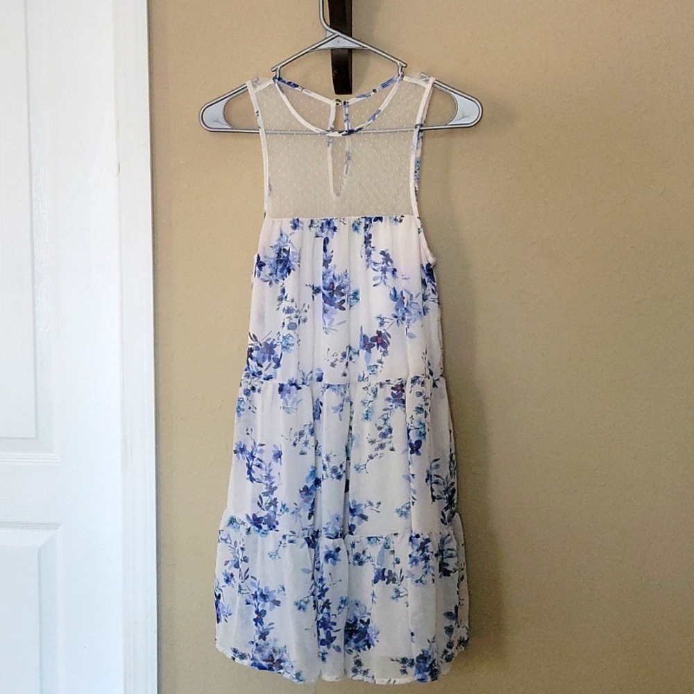 Blue and White Floral Dress